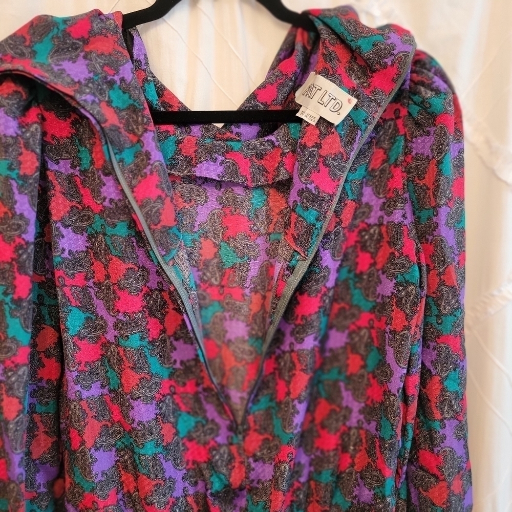 Vintage Piat LTD Silk Blouse Size 10 - Picture 3 of 9